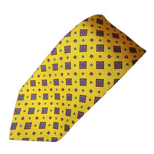 Vintage Bill Blass Gold Geometric Necktie 100% Silk 3"x 56"